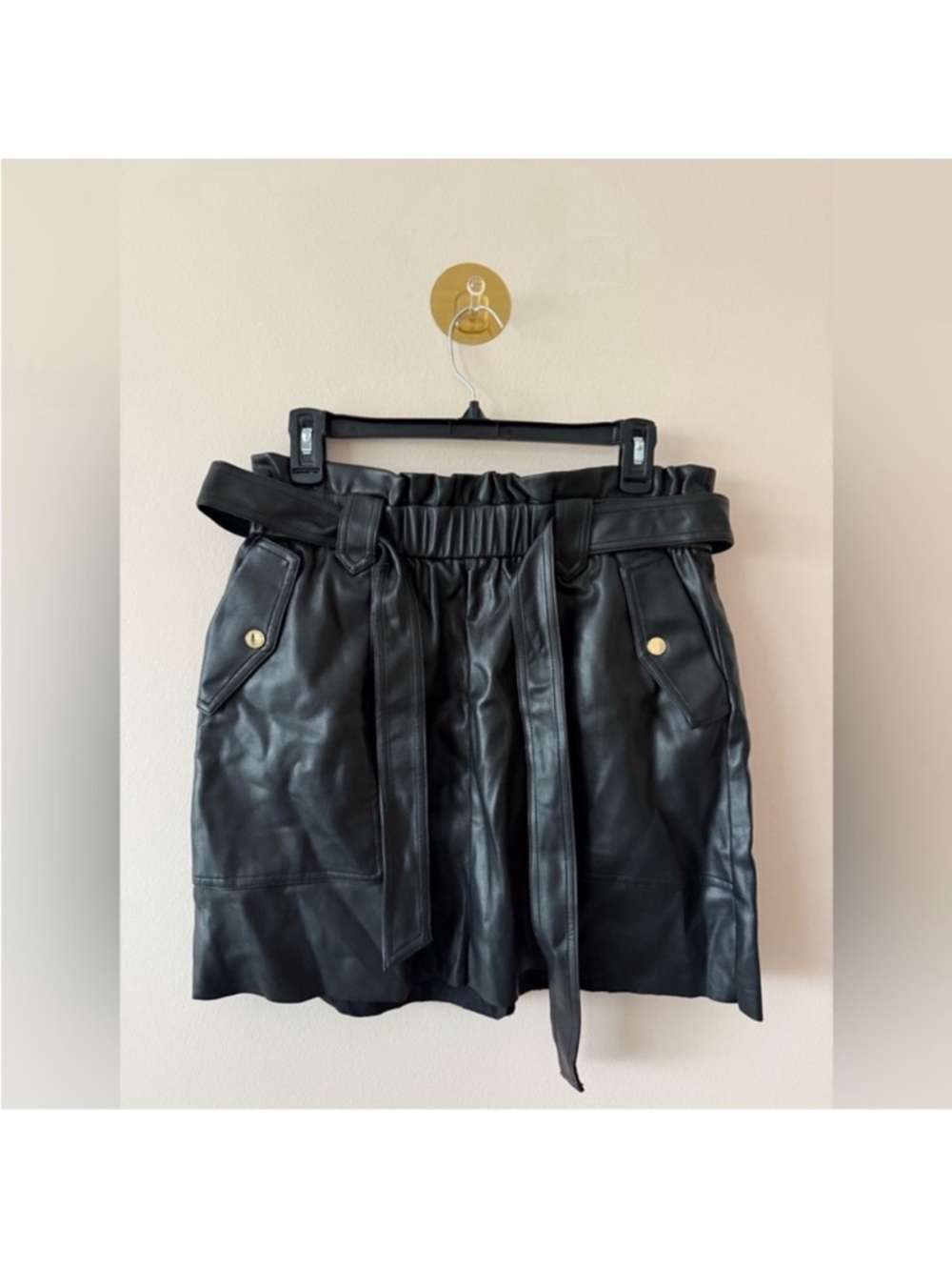 Marc New York Black Faux Leather Mini Skirt Size Medium